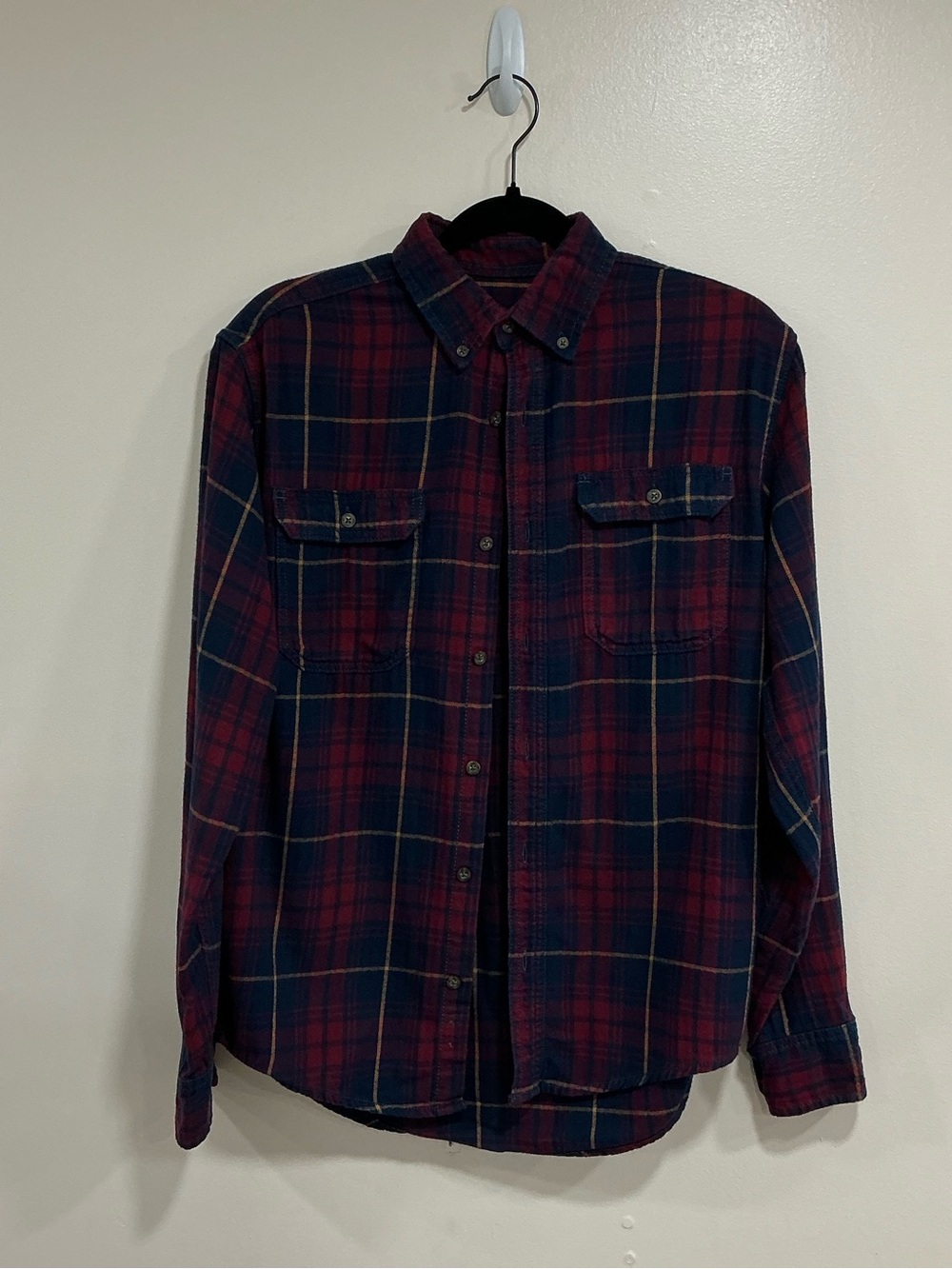 George Small Red and Navy Plaid Button-Down Shirt